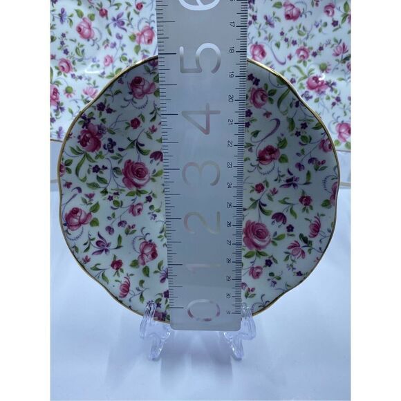 Rosina 5” Bone China teacup saucer, Made in England Chintz pattern set of 3 - Picture 6 of 16
